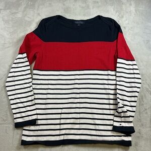 Tommy Hilfiger Red, White And Navy Light Sweater/ Long Sleeve Woman’s. Medium
